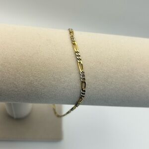 Sterling Silver Anklet Italy KA 1772 Stamped 925 Dainty Two-tone Oval Link